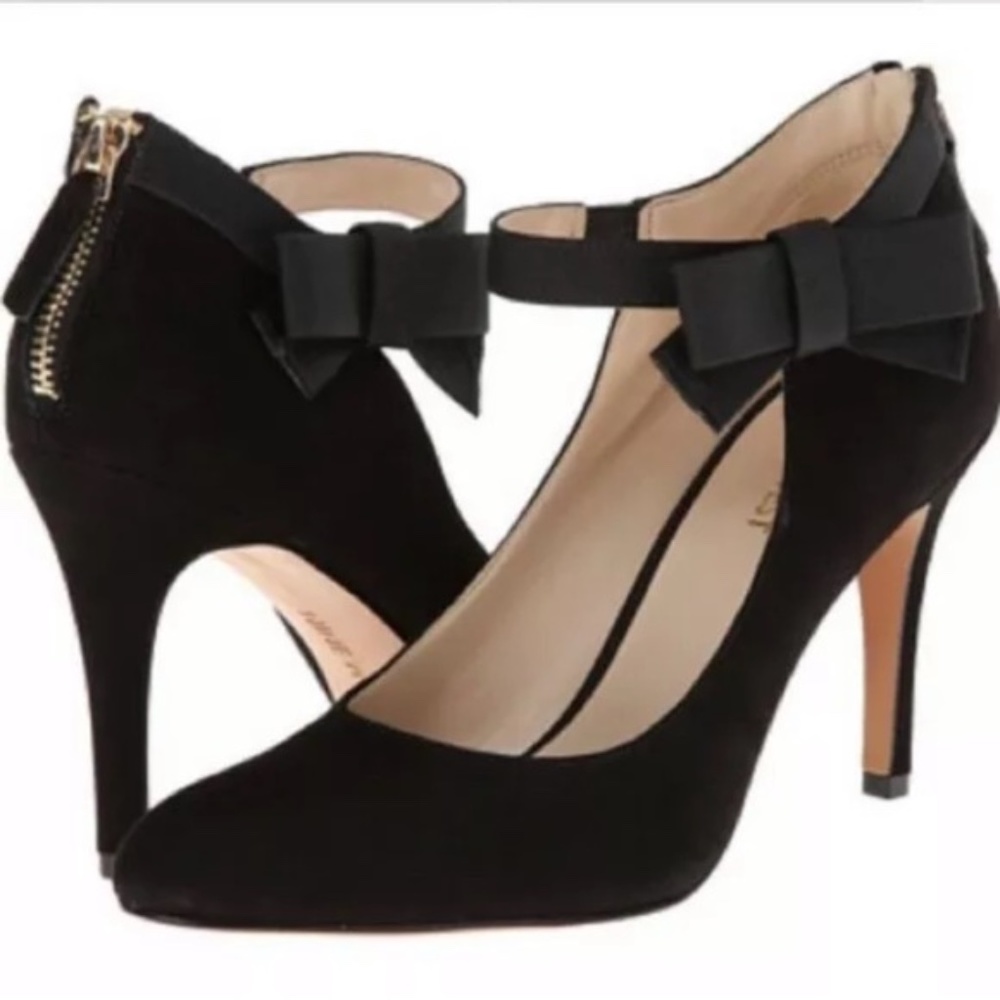 Nine West Gennaro Mary Jane Black Heels Suede 8.5